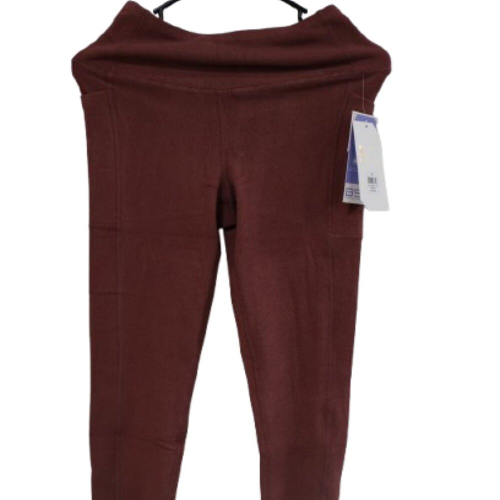 BSP Burgundy High Waisted Leggings with Pockets Yoga Run Small - Picture 2 of 3
